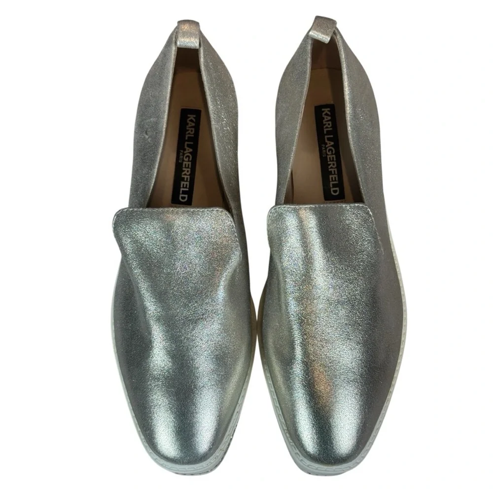 Karl Lagerfeld Paris Brea Champagne Metallic Platform Loafers Size 7.5 EUC - Picture 7 of 9